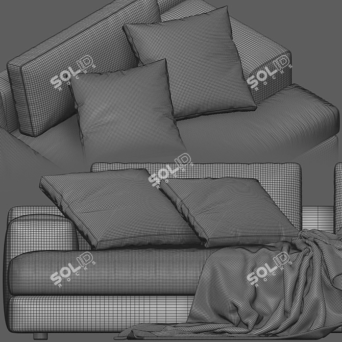 Modern Cassina Miloe 2-Seater Sofa 3D model image 4