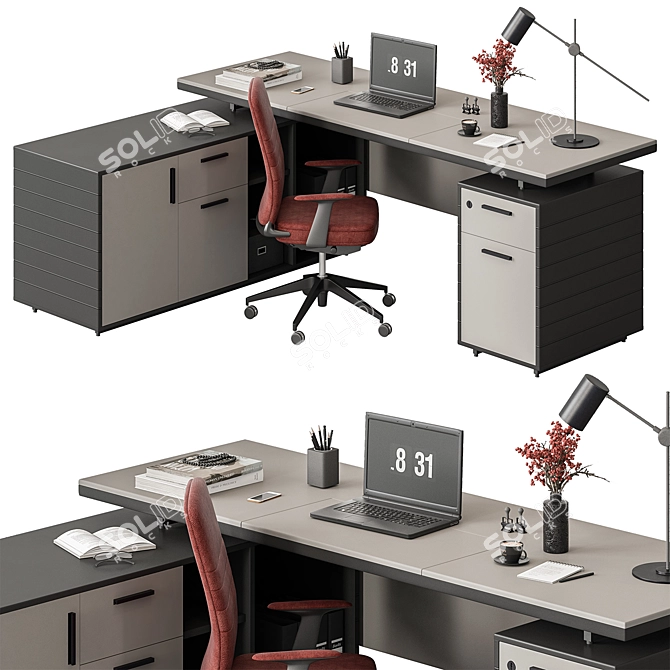 Executive Office Desk - Modern Design 3D model image 1