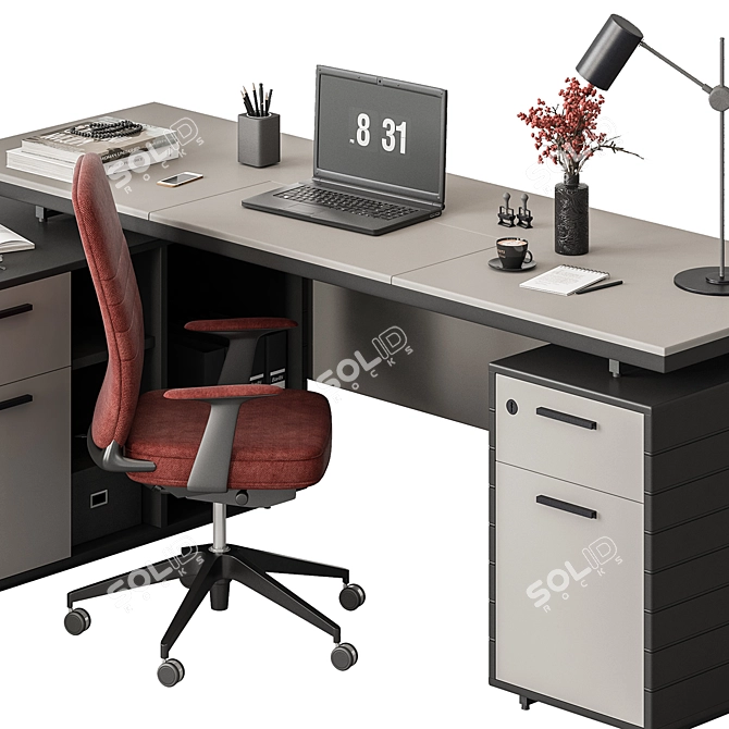 Executive Office Desk - Modern Design 3D model image 3