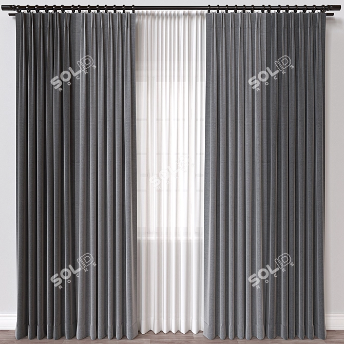 Modern Curtain Design 3D Model 3D model image 1