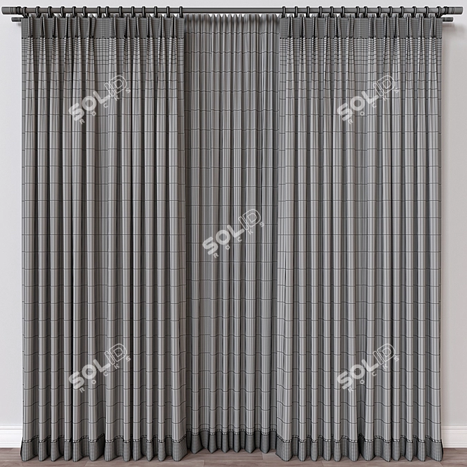 Modern Curtain Design 3D Model 3D model image 4