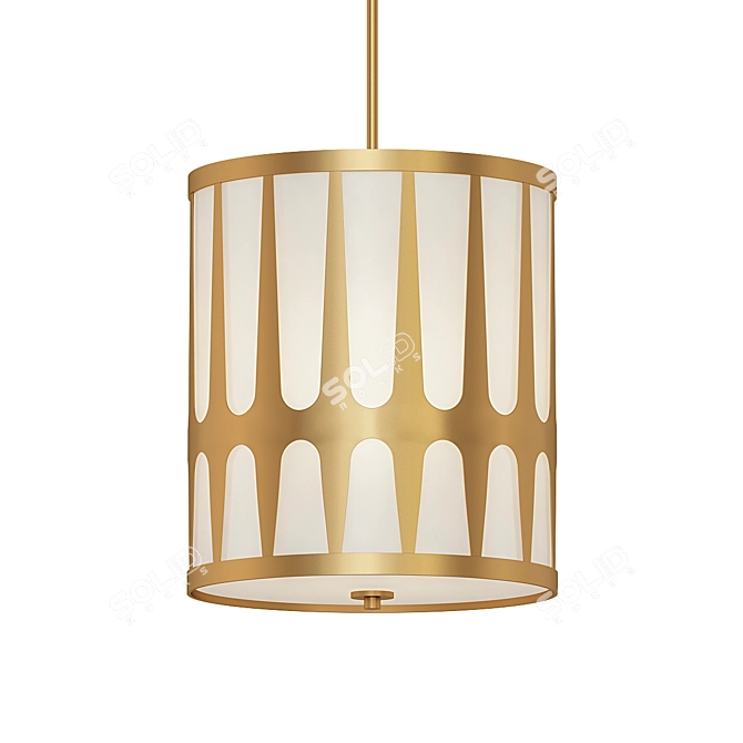 Antique Gold Drum Pendant Light 3D model image 1