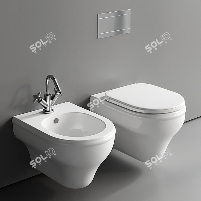 Charme Wall-Hung Toilet Bidet 3D model image 1