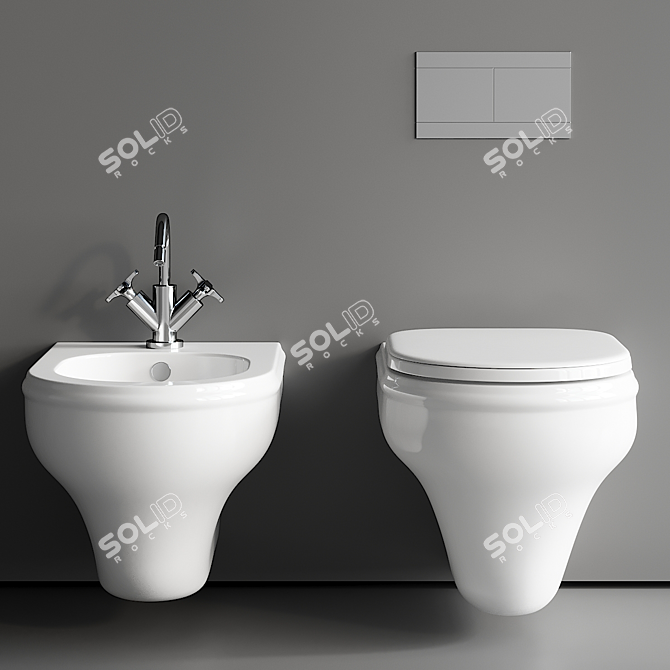 Charme Wall-Hung Toilet Bidet 3D model image 3