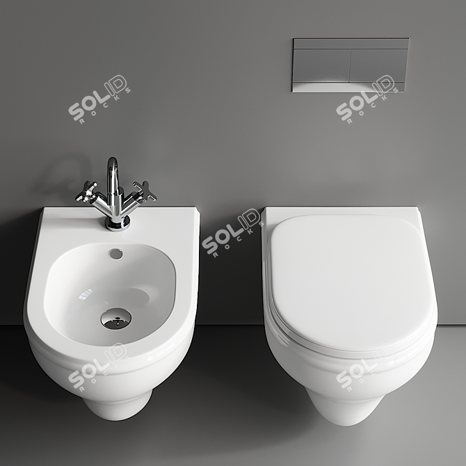 Charme Wall-Hung Toilet Bidet 3D model image 4