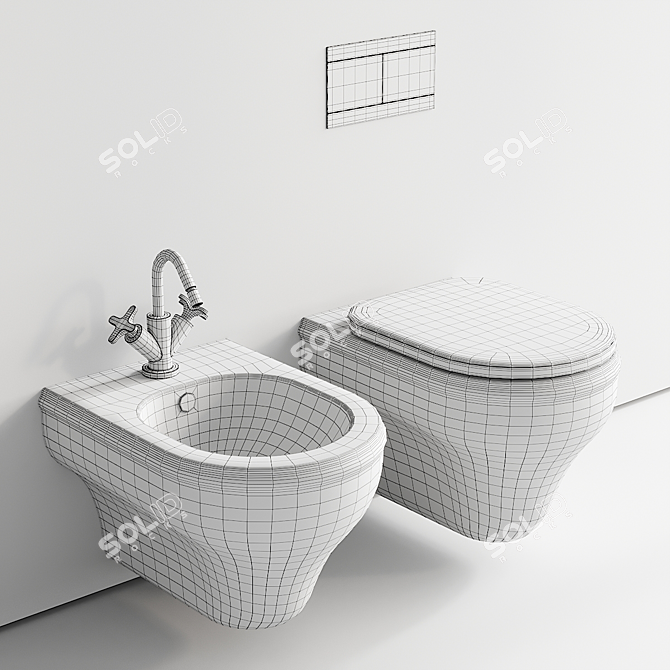 Charme Wall-Hung Toilet Bidet 3D model image 5