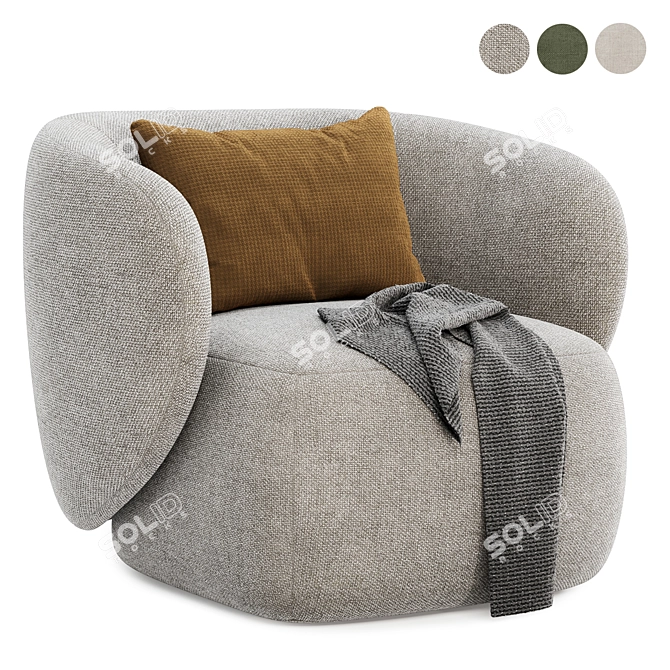 Elegant Comfort SWELL Armchair 3D model image 2