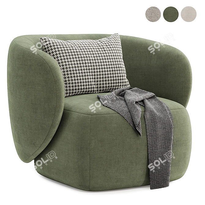 Elegant Comfort SWELL Armchair 3D model image 3