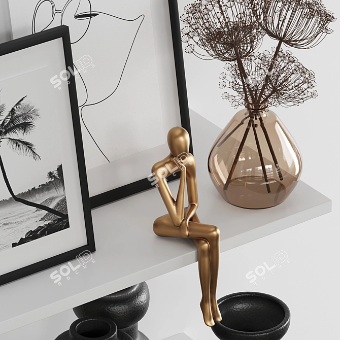 Decorative Set with Books & Statues 3D model image 2