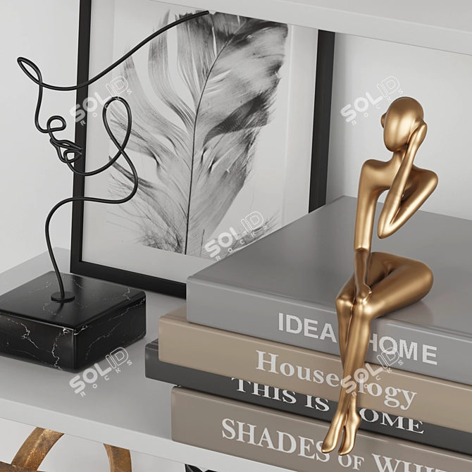 Decorative Set with Books & Statues 3D model image 5