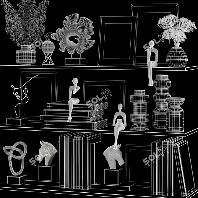 Decorative Set with Books & Statues 3D model image 7