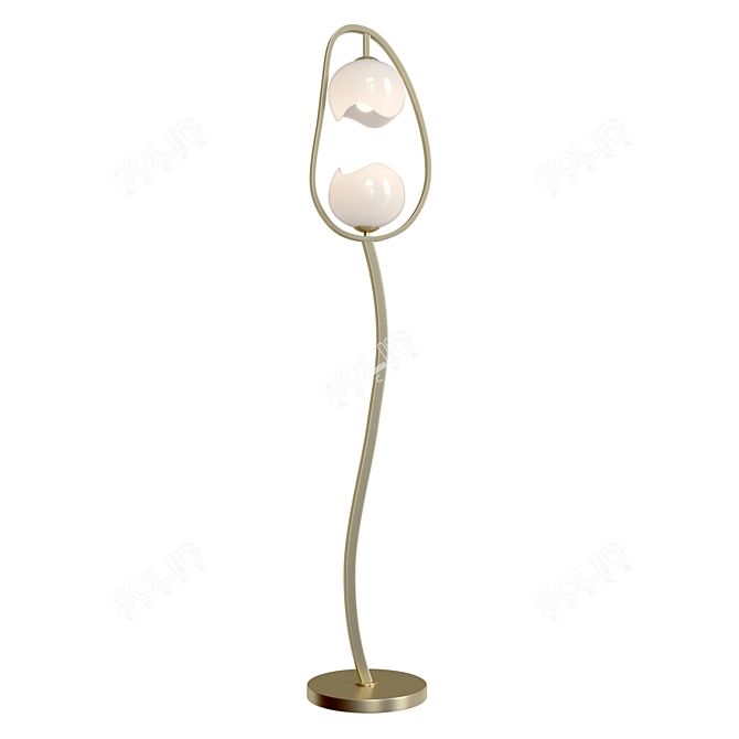  Waterlily 2-Light Gold Torchiere 3D model image 2