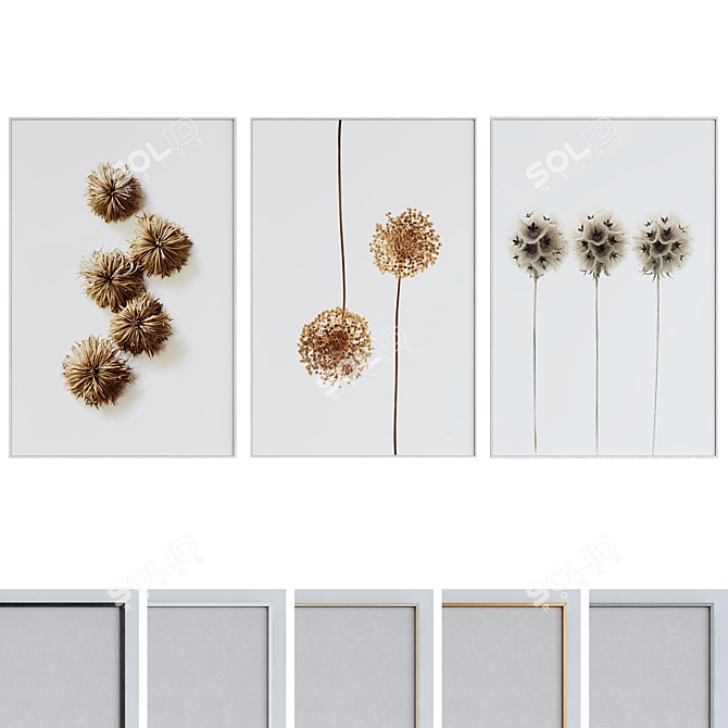 Modern Plant Picture Frame Set 3D model image 1