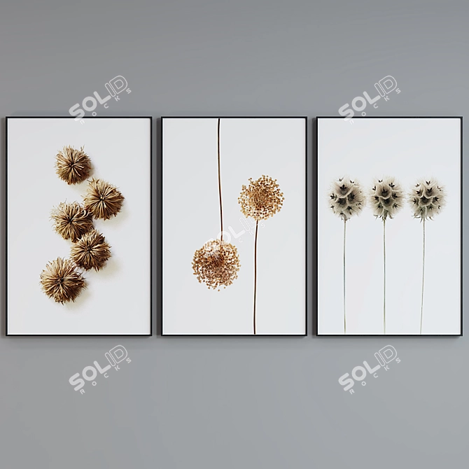 Modern Plant Picture Frame Set 3D model image 2