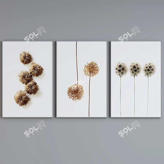 Modern Plant Picture Frame Set 3D model image 3