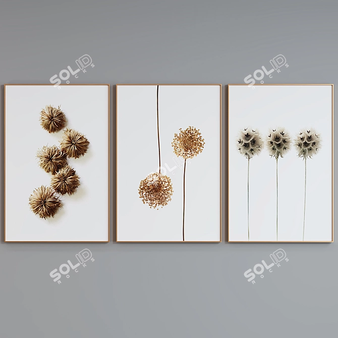 Modern Plant Picture Frame Set 3D model image 5