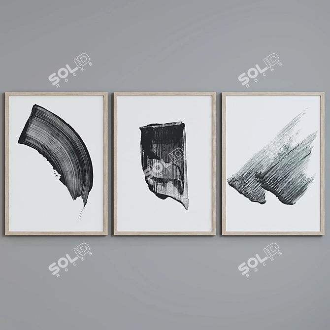 Contemporary Frame Set with Minimalist Art 3D model image 4