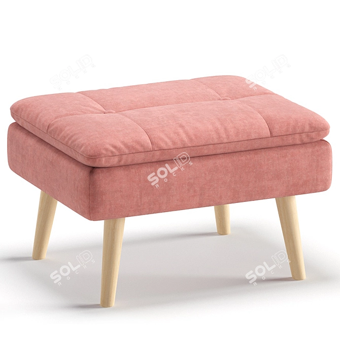 Velvet Pink Pouffe Charlie Ottoman 3D model image 5