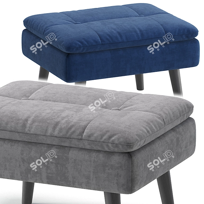 Velvet Pink Pouffe Charlie Ottoman 3D model image 6