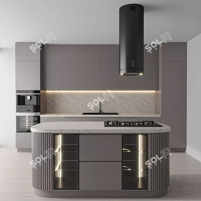 Modern Kitchen Set 3D Model 3D model image 1