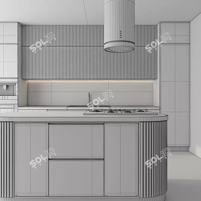 Modern Kitchen Set 3D Model 3D model image 5