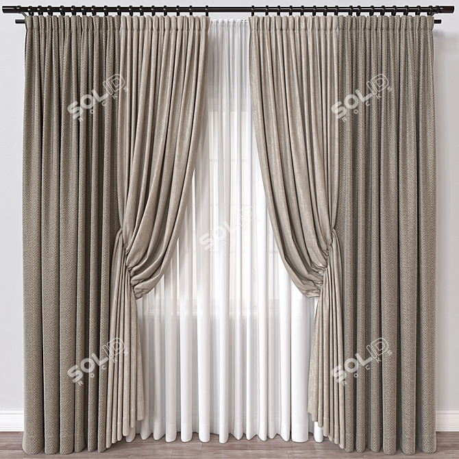 Dual-Render Curtain Model - FBX & OBJ Formats 3D model image 1