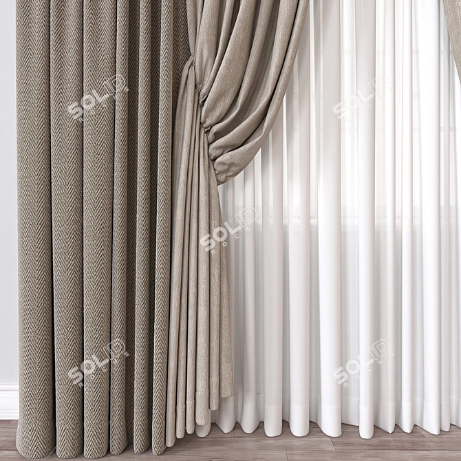 Dual-Render Curtain Model - FBX & OBJ Formats 3D model image 2