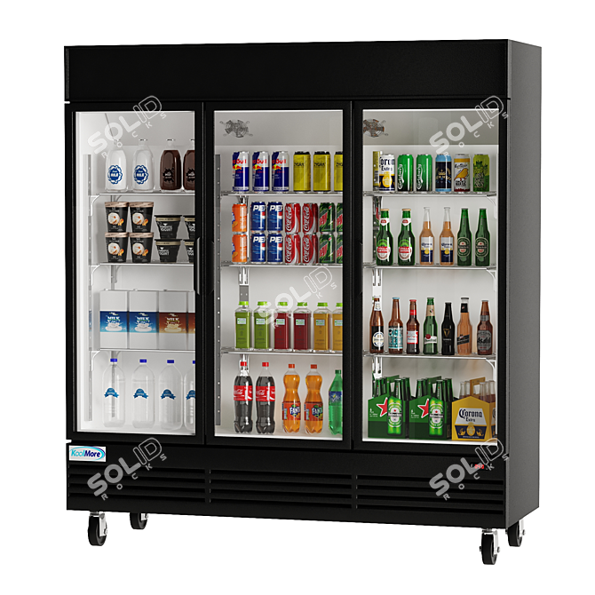 Three-Door Merchandiser Refrigerator for Beverages 3D model image 3