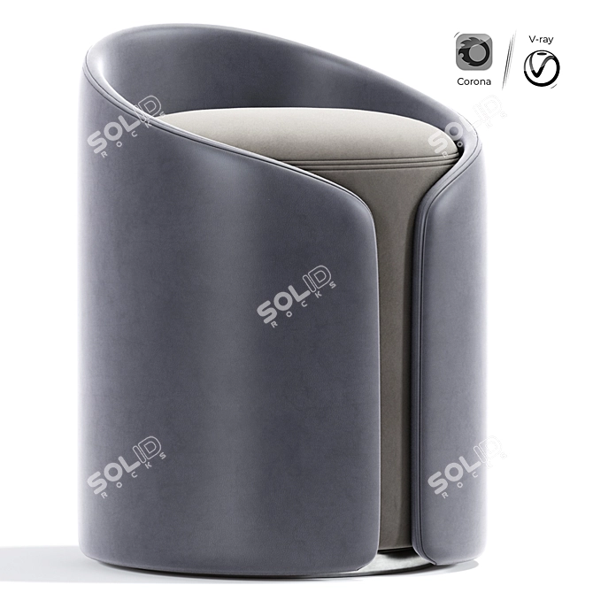 Luxury Upholstered Ottoman Pouf 3D model image 1