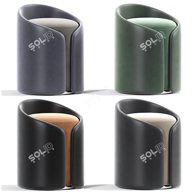 Luxury Upholstered Ottoman Pouf 3D model image 2