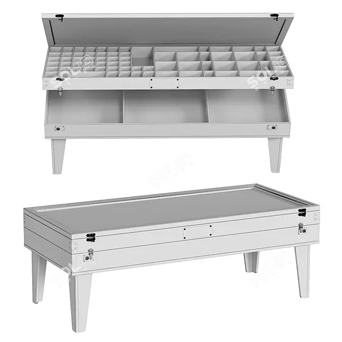 Vintage Collector Black Coffee Table 3D model image 4