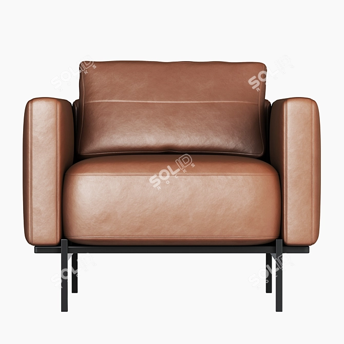 Luxurious Tan Leather Armchair 3D model image 2