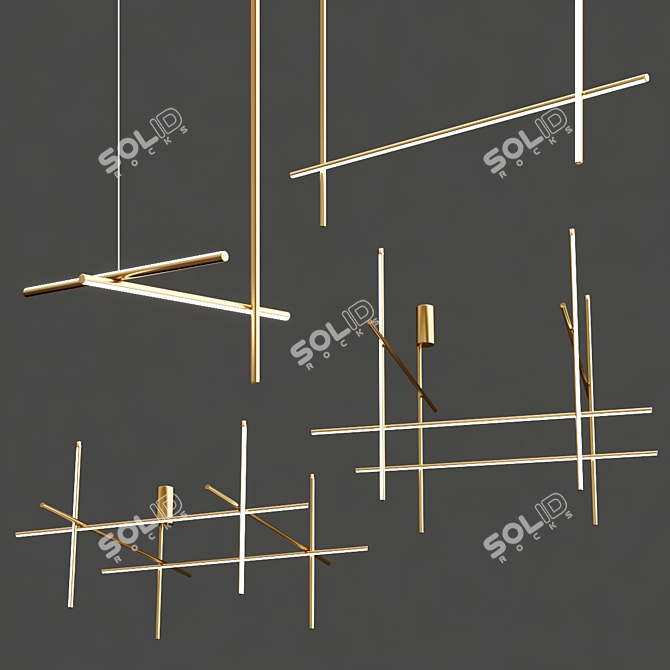 Sleek LED Aluminium Ceiling Lamps 3D model image 3