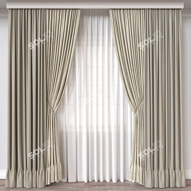 3D Curtain Model, Various Formats 3D model image 1