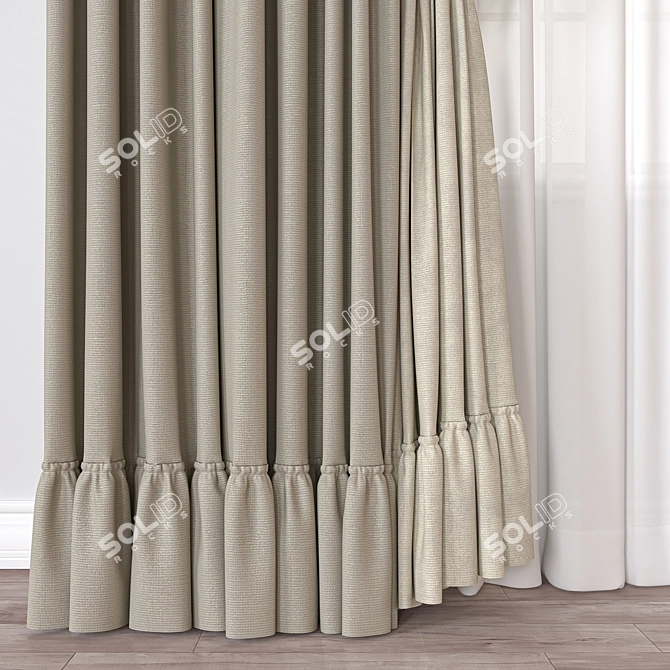 3D Curtain Model, Various Formats 3D model image 2