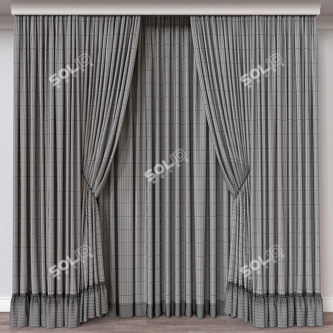 3D Curtain Model, Various Formats 3D model image 4