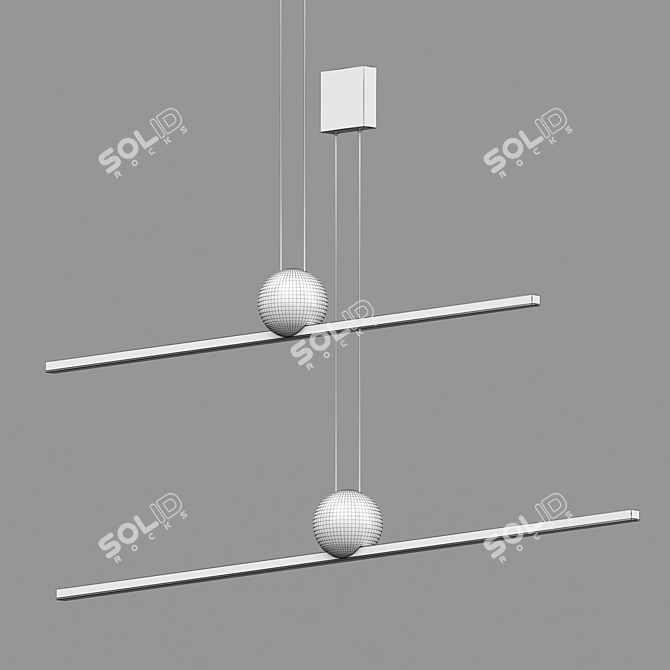 Elegant Black Briks Pendant - Metal, Glass, Marble 3D model image 3