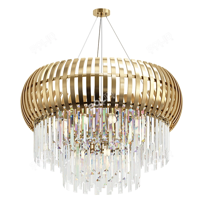 Elegant Crystal Icicle Chandelier Gold 3D model image 1