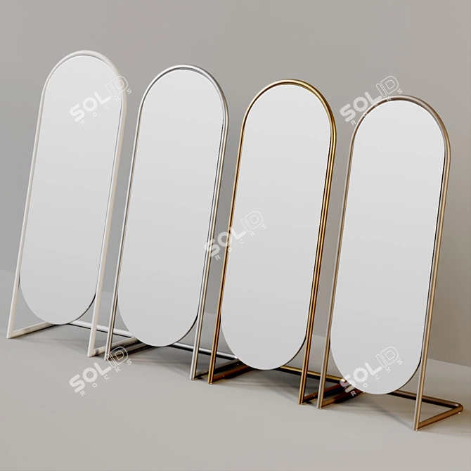 Retro-modern Oval Floor Mirror 3D model image 4