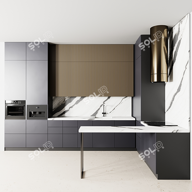 Modern Modular Kitchen Set 3D model image 1