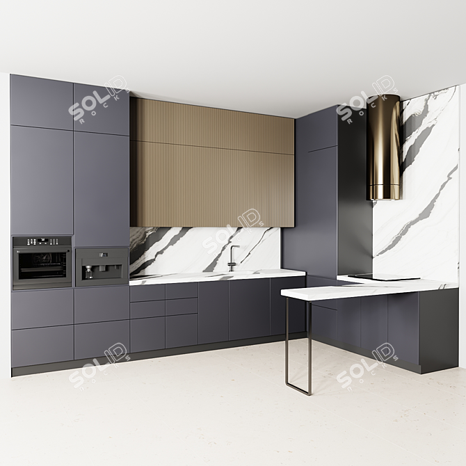 Modern Modular Kitchen Set 3D model image 2