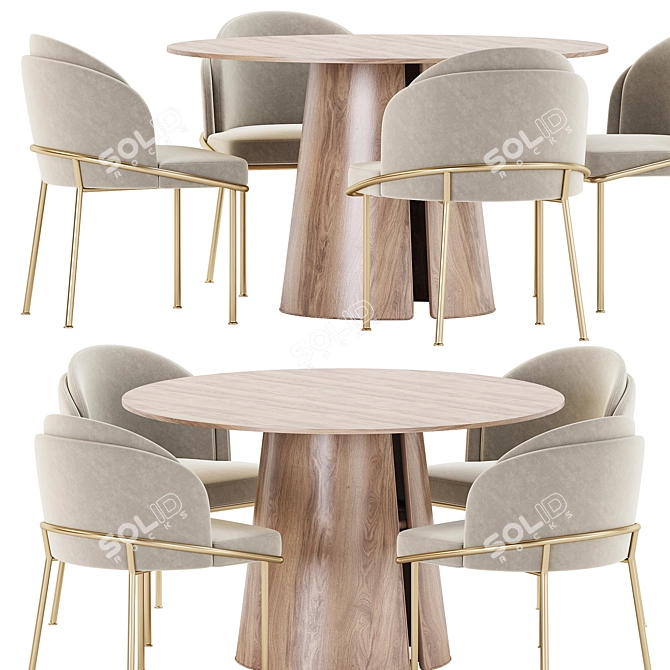 Modern Round Dining Set Collection 3D model image 2