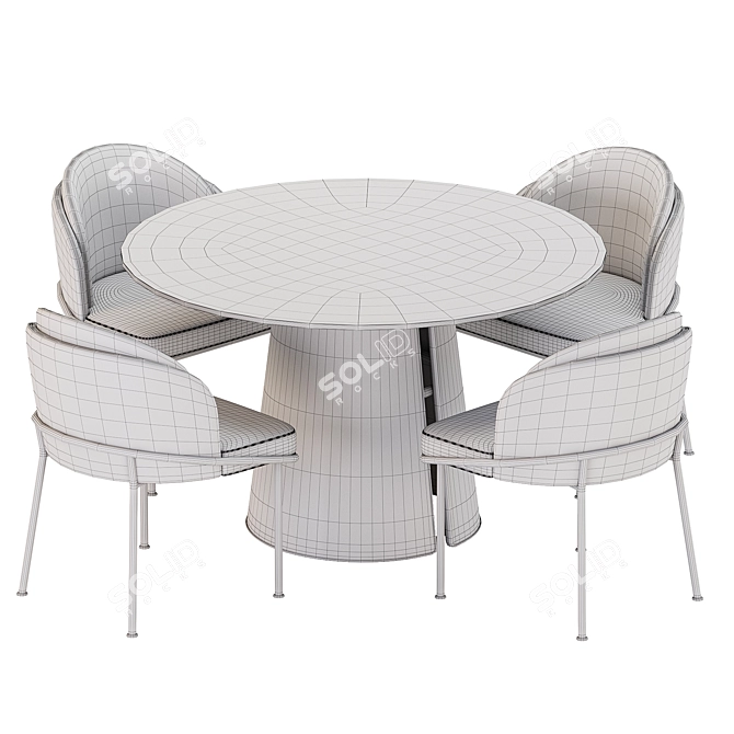 Modern Round Dining Set Collection 3D model image 3