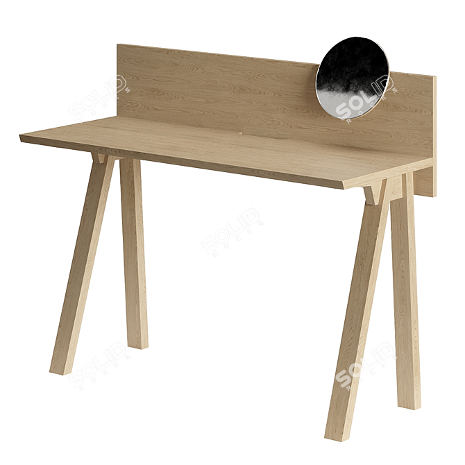 Compact Writing Desk with Magnet Mirror 3D model image 1