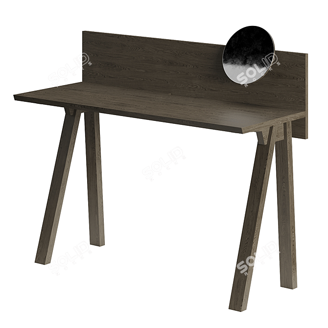 Compact Writing Desk with Magnet Mirror 3D model image 2