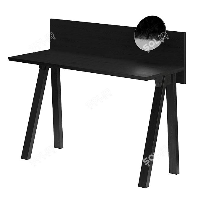 Compact Writing Desk with Magnet Mirror 3D model image 3