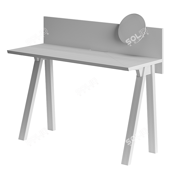 Compact Writing Desk with Magnet Mirror 3D model image 4