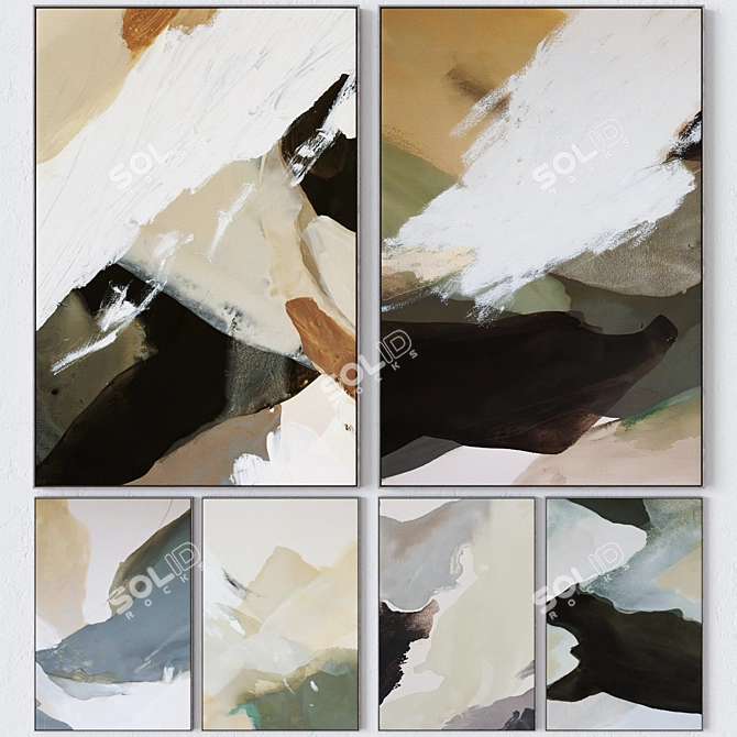 Modern Wall Paintings Set 2183 3D model image 1