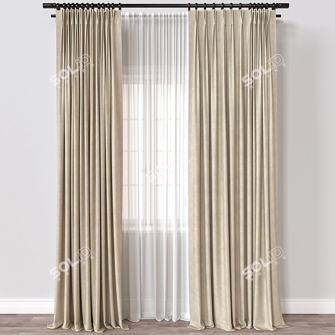 Versatile 3D Curtain Model 3D model image 1