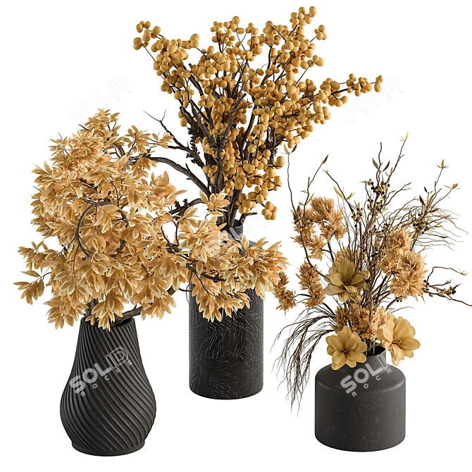  Sunlit Yellow Plant Bouquet 3D model image 1